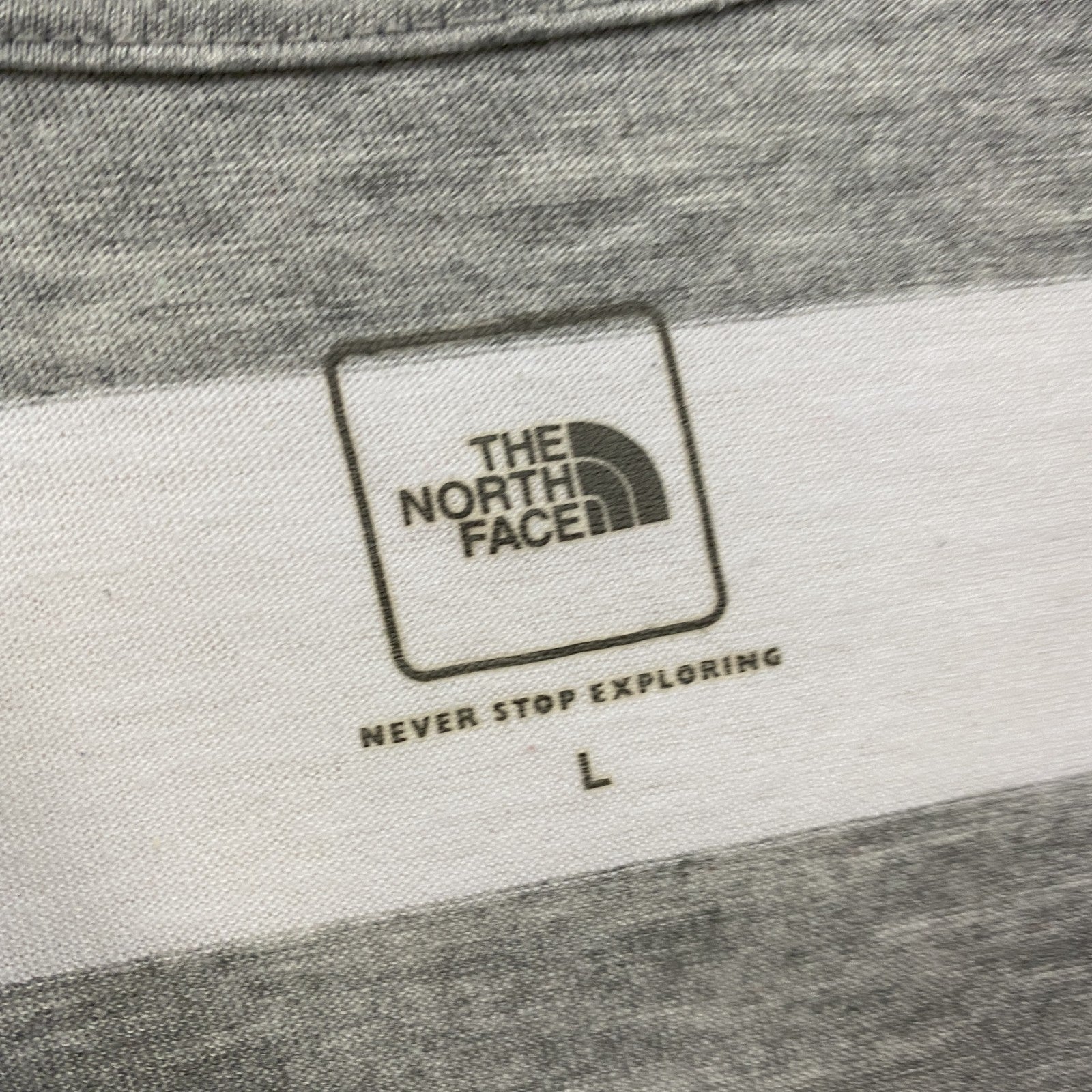 THE NORTH FACE　ザ・ノースフェイス　半袖ボーダーTシャツ　太ピッチ　灰色　グレー　Lサイズ　古着