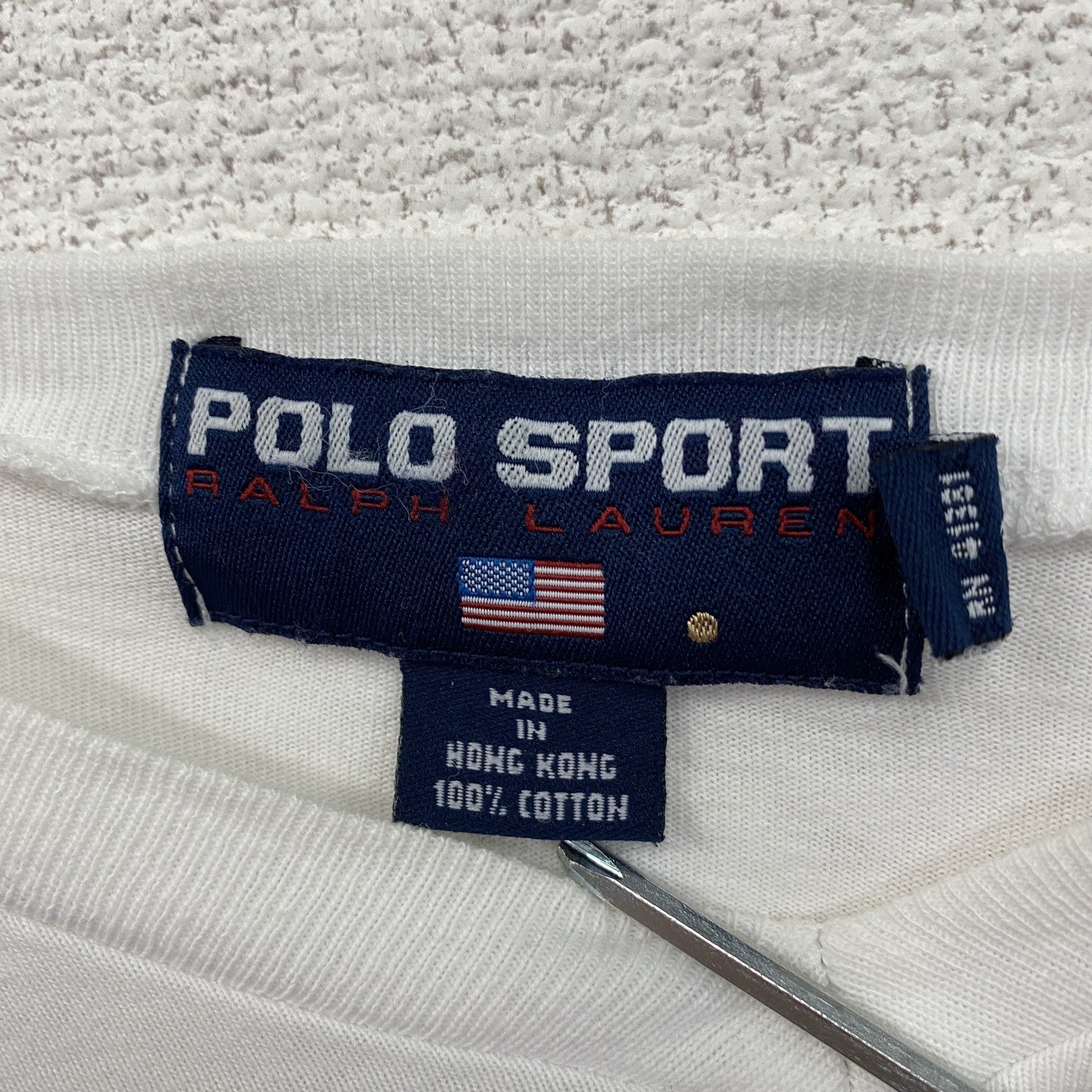 90s　POLO SPORT　ポロスポーツ　ラルフローレン　長袖Tシャツ/ロンT　白　ホワイト　ベージュ　Lサイズ　　ヴィンテージ　古着