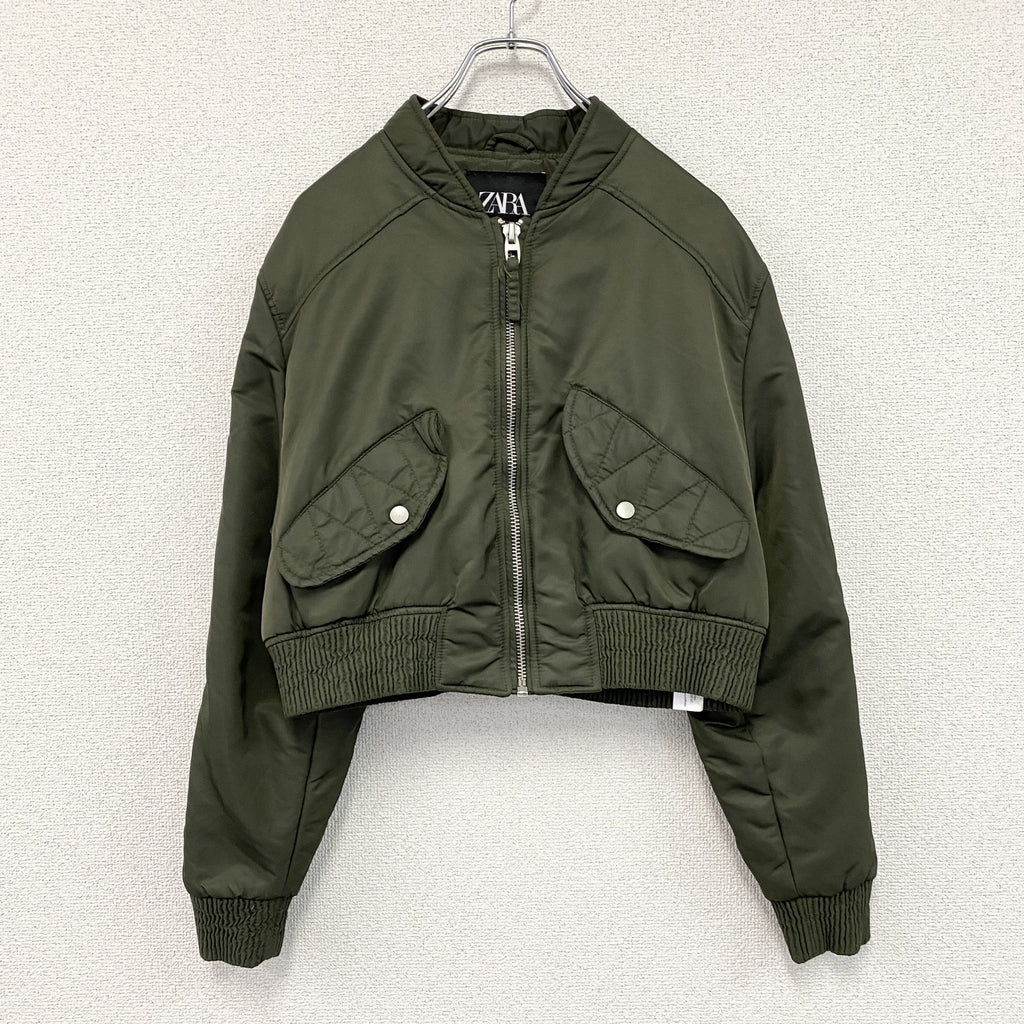 ZARA　ザラ　MA-1/ボンバージャケット　クロップド丈　カーキ　Mサイズ　古着
