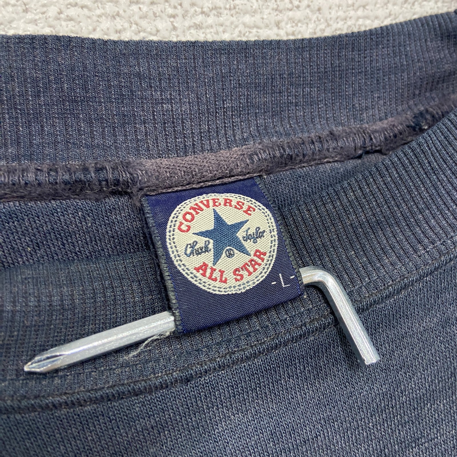 ～00s　CONVERSE ALL STAR　コンバース　スウェット/トレーナー　フェード　紺　ネイビー　Lサイズ　古着
