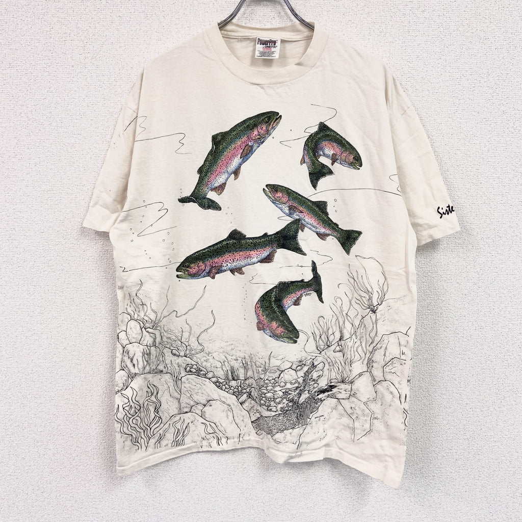 ONEITA　オニータ　半袖プリントTシャツ　シングルステッチ　白　ホワイト　XLサイズ　古着