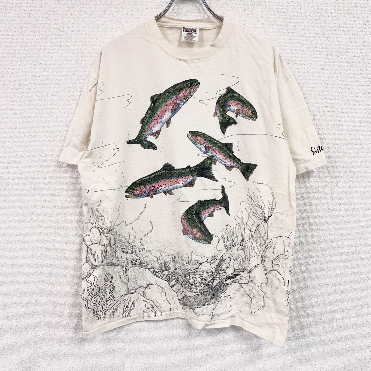 ONEITA　オニータ　半袖プリントTシャツ　シングルステッチ　白　ホワイト　XLサイズ　古着
