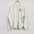 ～80s　PUMA　プーマ　コットンケーブルニットセーター　刺繍ロゴ　ワンポイント　ヴィンテージ　白　ホワイト　６サイズ　古着
