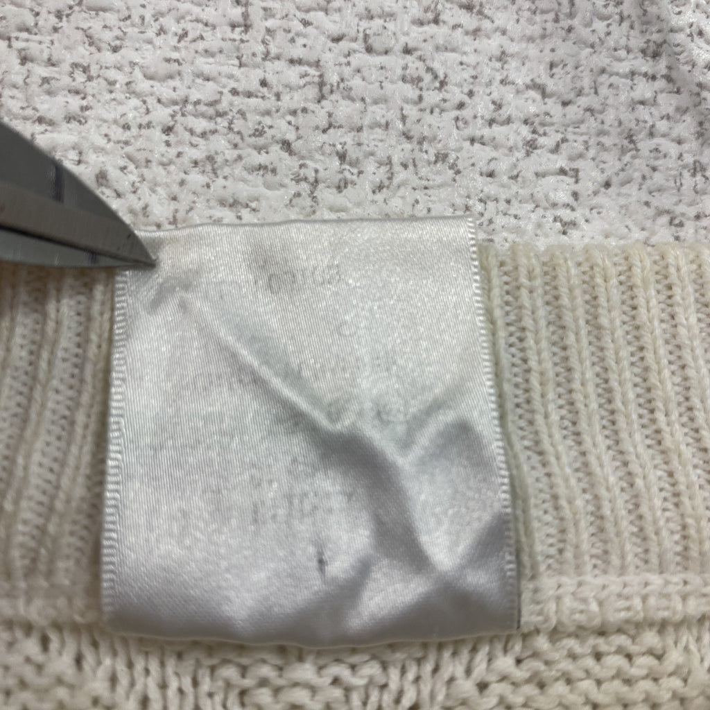 ～80s　PUMA　プーマ　コットンケーブルニットセーター　刺繍ロゴ　ワンポイント　ヴィンテージ　白　ホワイト　６サイズ　古着
