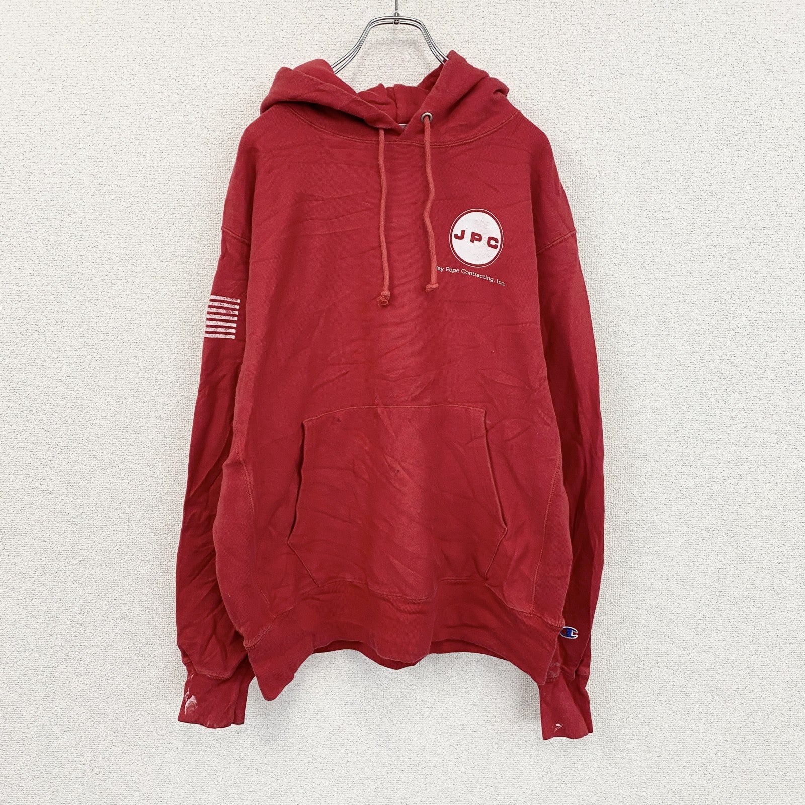 Champion　チャンピオン　リバースウィーブ　スウェットパーカー/フーディー　赤　レッド　Lサイズ　古着