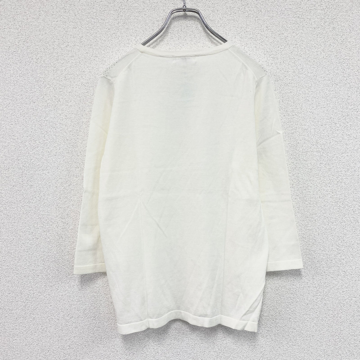 pierre cardin　ピエールカルダン　透かしボーダープルオーバー　長袖Tシャツ/ロンT　デッドストック　オフホワイト　42サイズ　古着