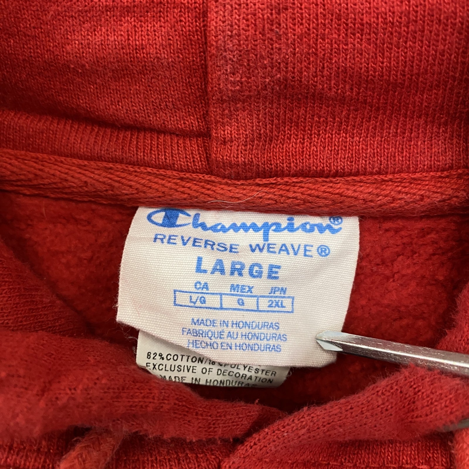 Champion　チャンピオン　リバースウィーブ　スウェットパーカー/フーディー　赤　レッド　Lサイズ　古着