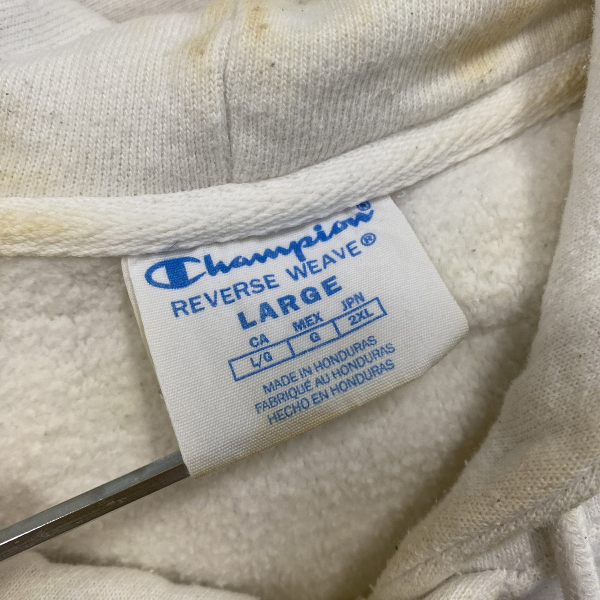 Champion　チャンピオン　リバースウィーブ　スウェットパーカー/フーディー　目無し　白　ホワイト　Lサイズ　古着