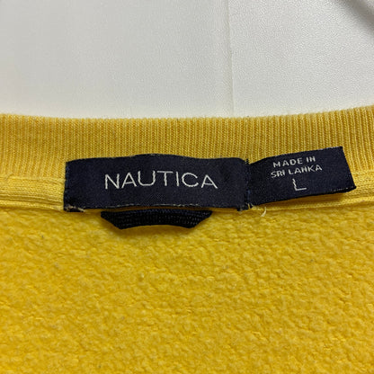 古着 used　NAUTICA　ノーティカ　長袖ワンポイント刺繍スウェット　トレーナー　クルーネック　黄色　秋冬服　Lサイズ