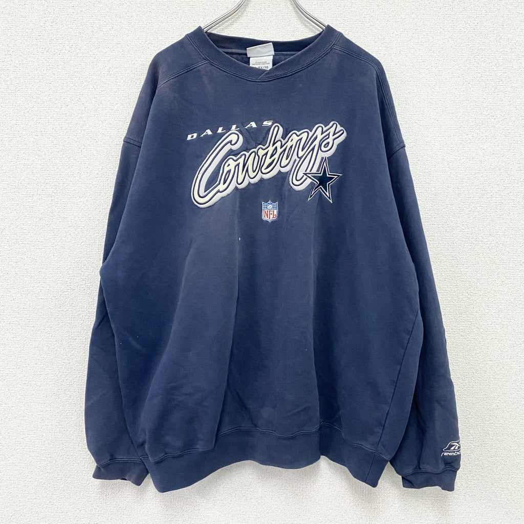 90s～　Reebok　リーボック　NFL　ダラスカウボーイ　スウェット/トレーナー　ヴィンテージ　紺　ネイビー　XLサイズ　古着