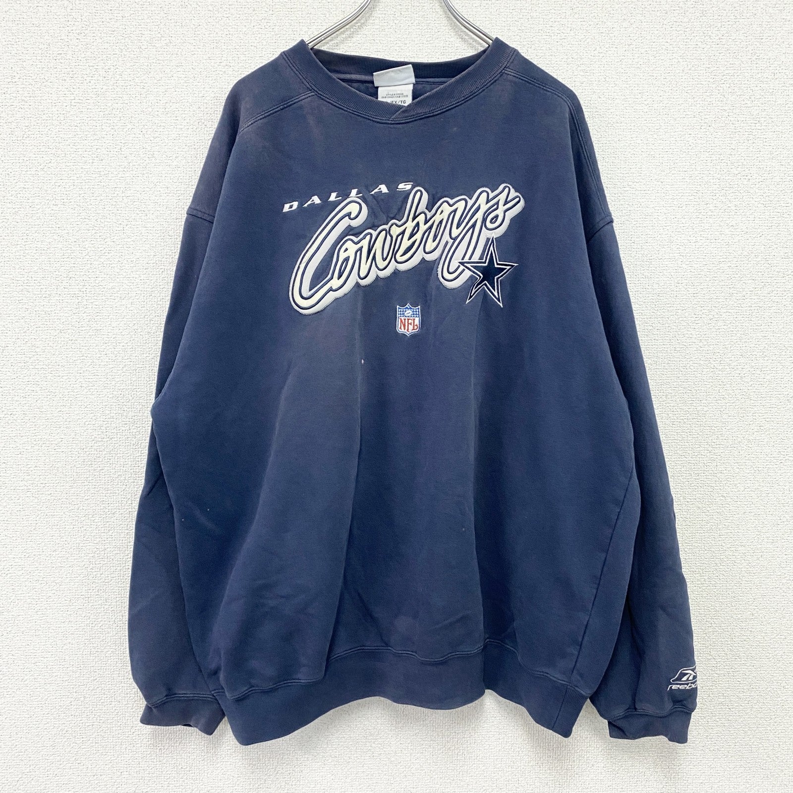 90s～　Reebok　リーボック　NFL　ダラスカウボーイ　スウェット/トレーナー　ヴィンテージ　紺　ネイビー　XLサイズ　古着