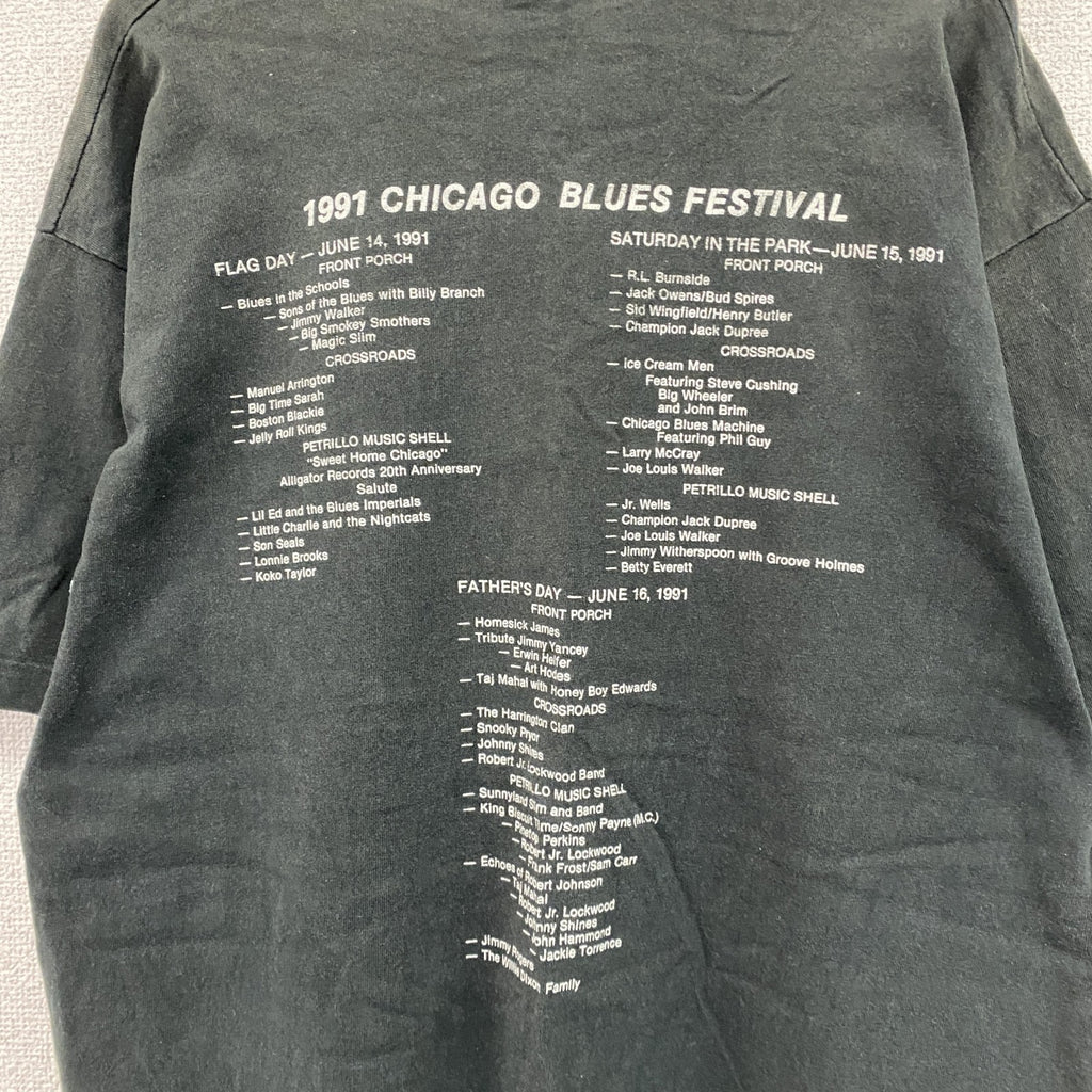 90s　FRUIT OF THE LOOM　フルーツオブザルーム　半袖プリントTシャツ　USA製　ヴィンテージ　シングルステッチ　黒　ブラック　XLサイズ カットソー メンズ コットン 古着