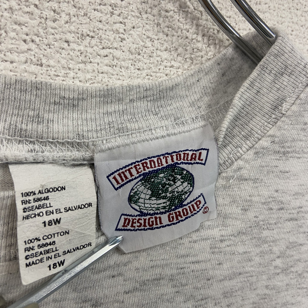 International DESIGN GROUP　半袖プリントTシャツ　シングルステッチ　霜降りグレー　18Wサイズ カットソー メンズ コットン 古着
