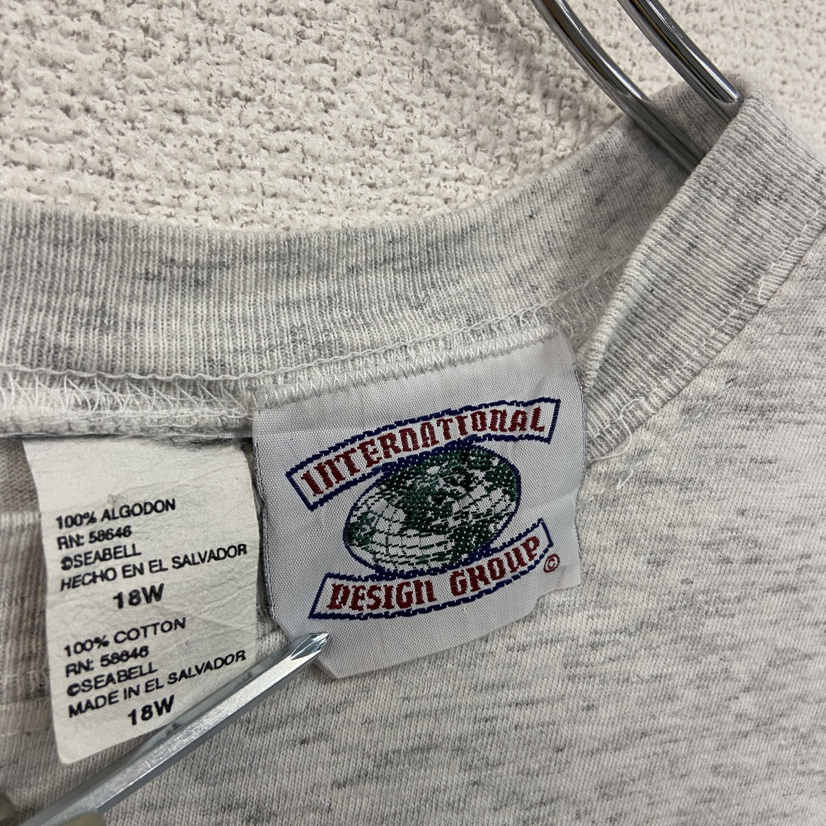 International DESIGN GROUP　半袖プリントTシャツ　シングルステッチ　霜降りグレー　18Wサイズ カットソー メンズ コットン 古着