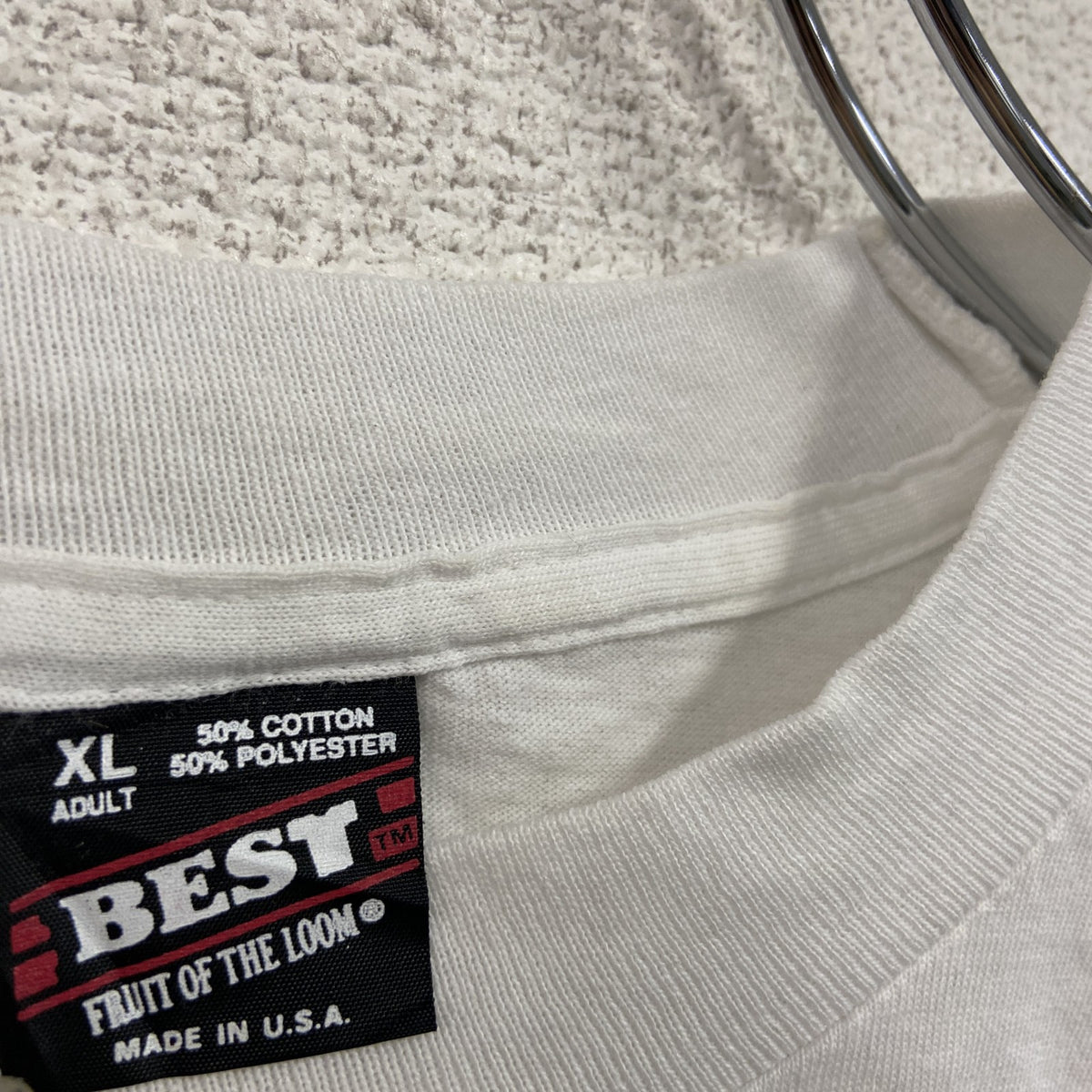 FRUIT OF THE LOOM　フルーツオブザルーム　半袖プリントTシャツ　シングルステッチ　白　ホワイト　XLサイズ カットソー メンズ コットン 古着