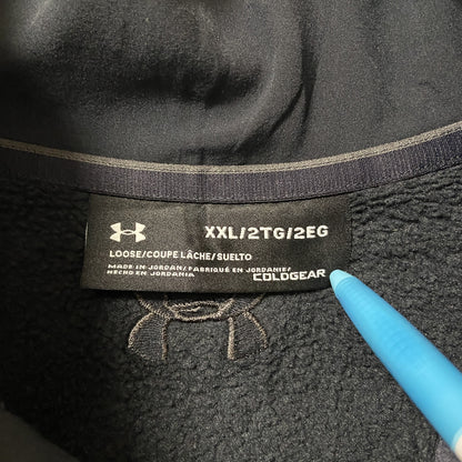 古着 used　UNDER ARMOU アンダーアーマー　ハーフボタンフリースジャケット　黒　ワンポイントロゴ刺繡　XXLサイズ