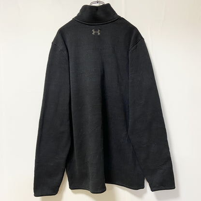 古着 used　UNDER ARMOU アンダーアーマー　ハーフボタンフリースジャケット　黒　ワンポイントロゴ刺繡　XXLサイズ