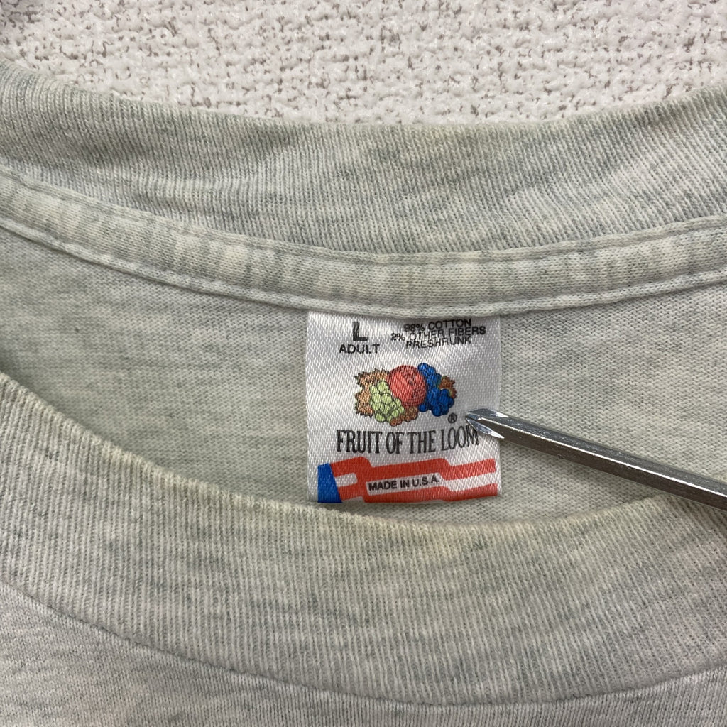 90s　FRUIT OF THE LOOM　黒澤フィルムスタジオ　半袖プリントTシャツ　USA製　ヴィンテージ　シングルステッチ　グレー　Lサイズ　古着