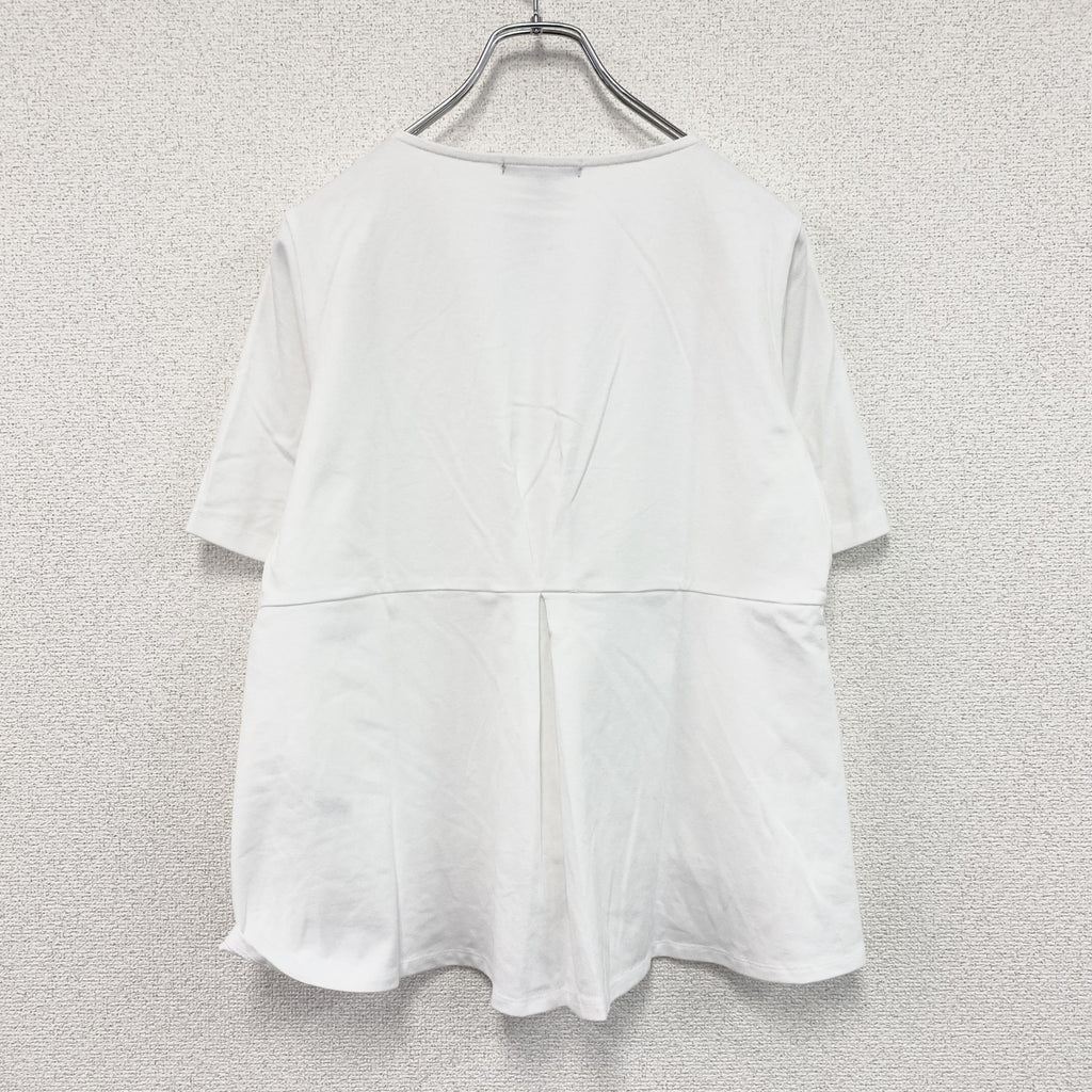 esche　エッシュ　フロントレース異素材ドッキング半袖Tシャツ　デッドストック　白　ホワイト　42サイズ　古着