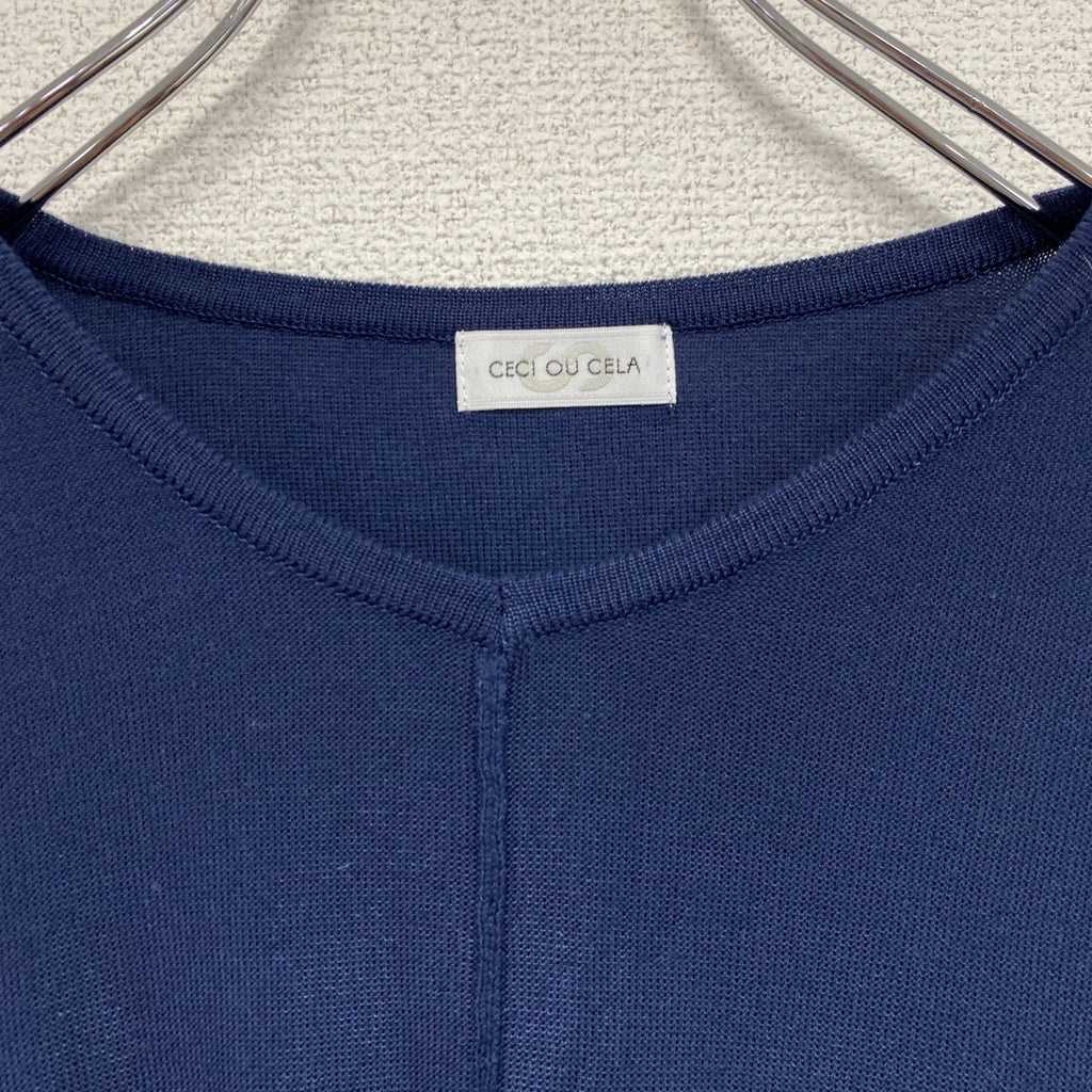 CECI OU CELA　セシオセラ　コットンニットセーター　ドルマンスリーブ　紺　ネイビー　Mサイズ　古着