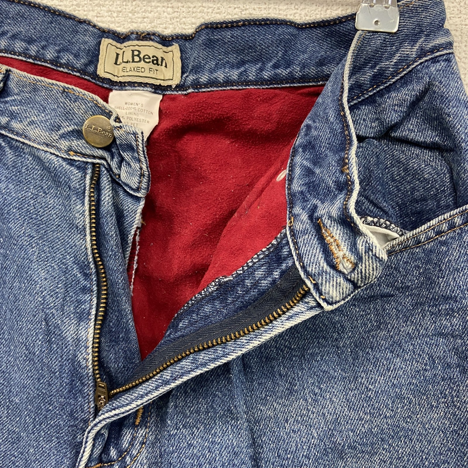 ～00s　L.L.Bean　エルエルビーン　デニムパンツ/ジーンズ　ジップフライ　ネル生地ライナー　インディゴ　12PETサイズ　古着