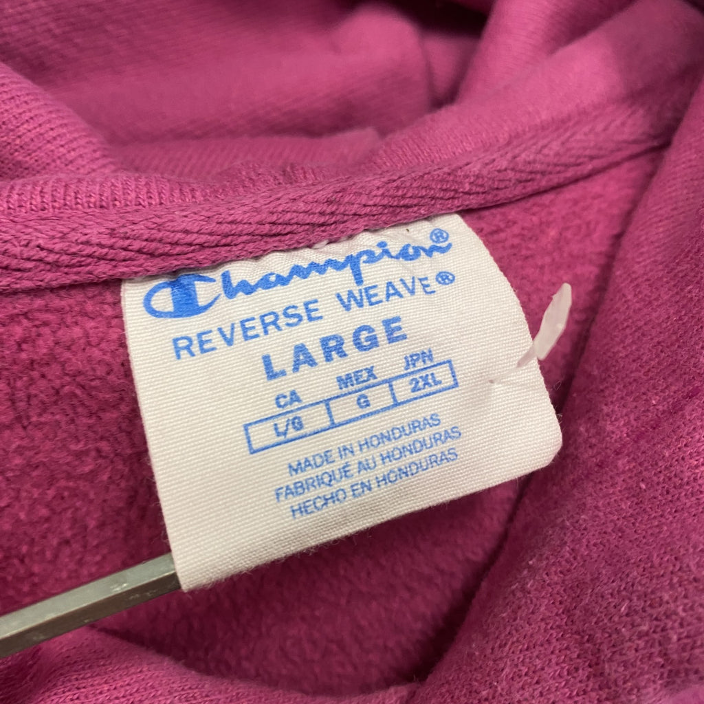 Champion　チャンピオン　リバースウィーブ　スウェットパーカー/フーディー　ヘビーウエイト　ワッペン　現行　ピンク　Lサイズ　古着