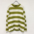 90s　OLD UNIQLO　オールドユニクロ　長袖Tシャツ/ロンT　ボーダー　ヴィンテージ　黄緑　ライトグリーン　ベージュ　Lサイズ　古着