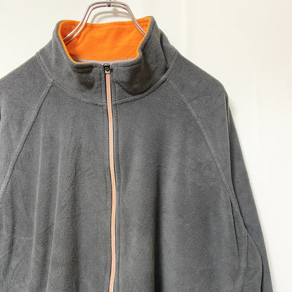 古着 used　STARTER　スターター　長袖フルジップフリースジャケット　ハイネック　ワンポイントロゴ刺繡　グレー　XLサイズ
