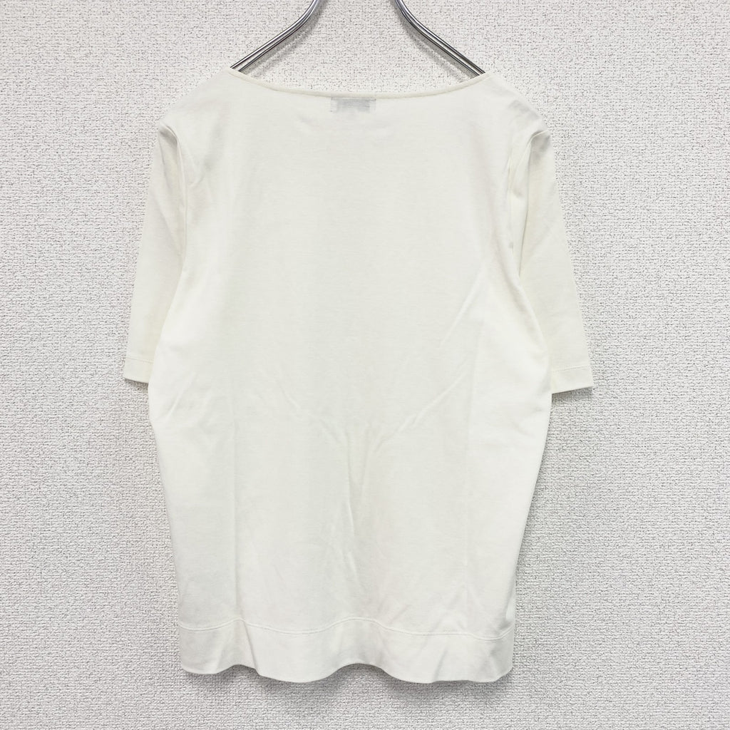 SCAPA　スキャパ　フロントリボン半袖Tシャツ　デッドストック　アイボリー　42サイズ　古着