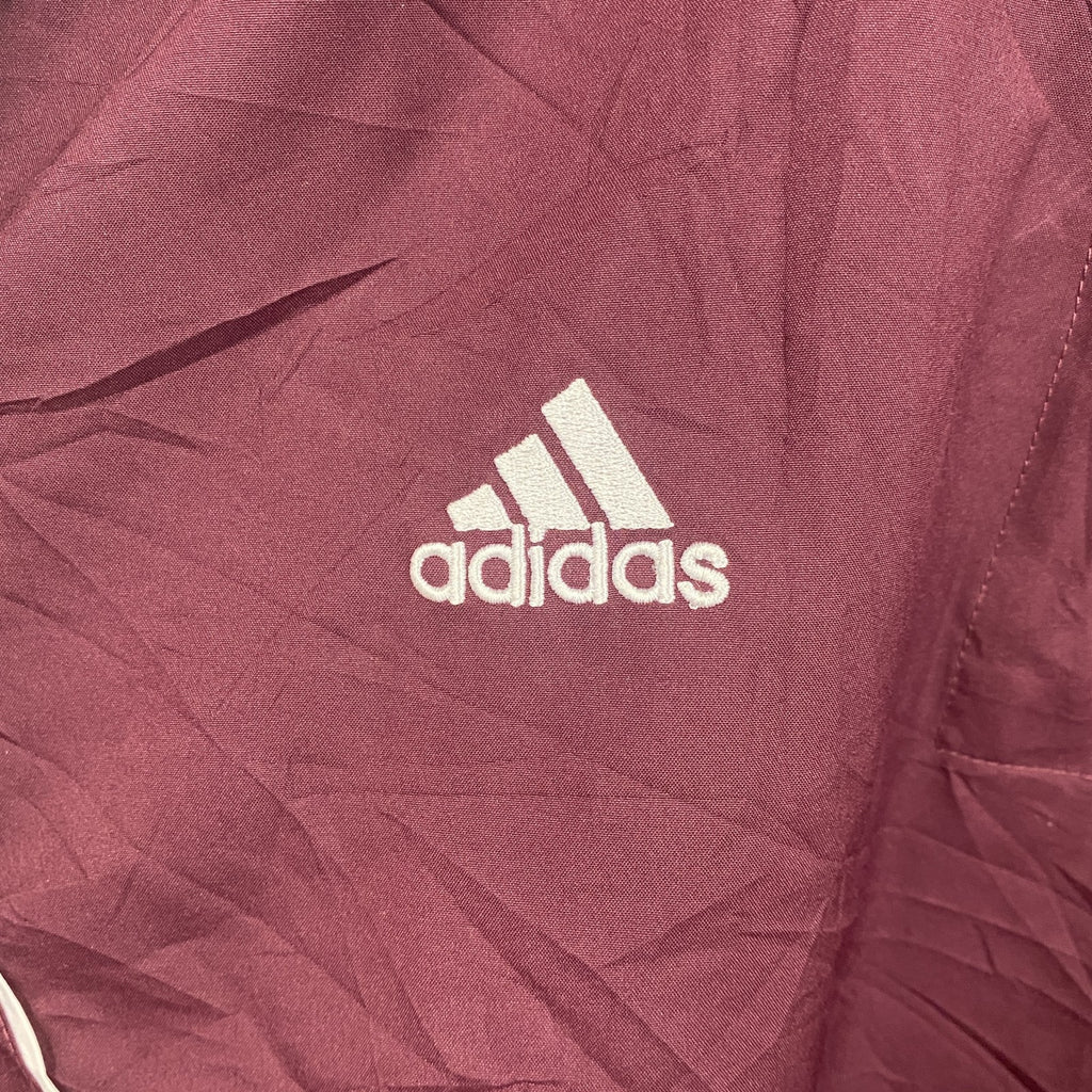 adidas　アディダス　ハーフジップ半袖プルオーバー　刺繍ロゴ　野球　ボルドー　XLサイズ　古着