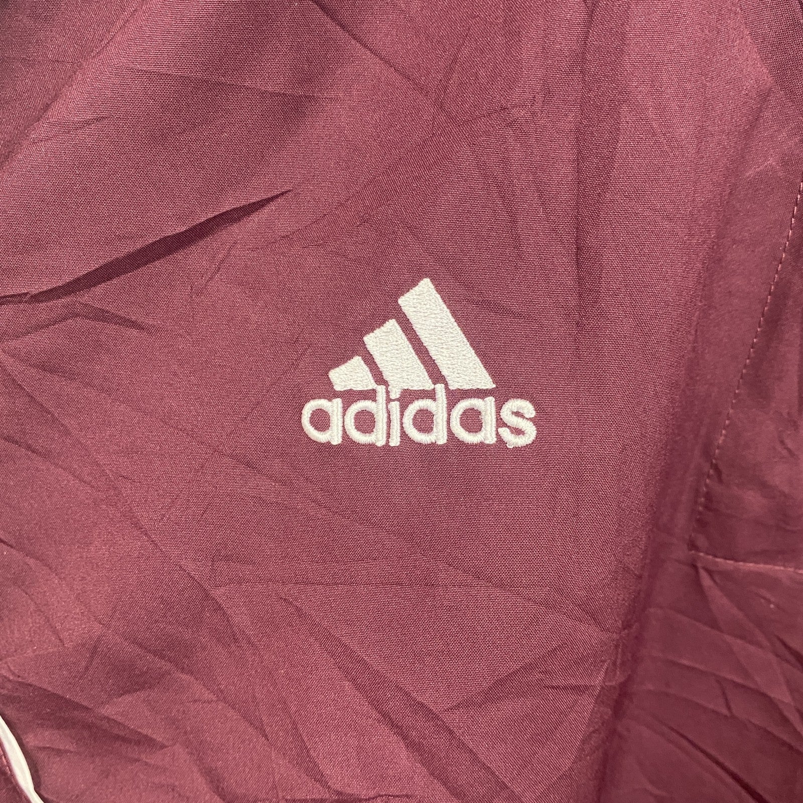 adidas　アディダス　ハーフジップ半袖プルオーバー　刺繍ロゴ　野球　ボルドー　XLサイズ　古着