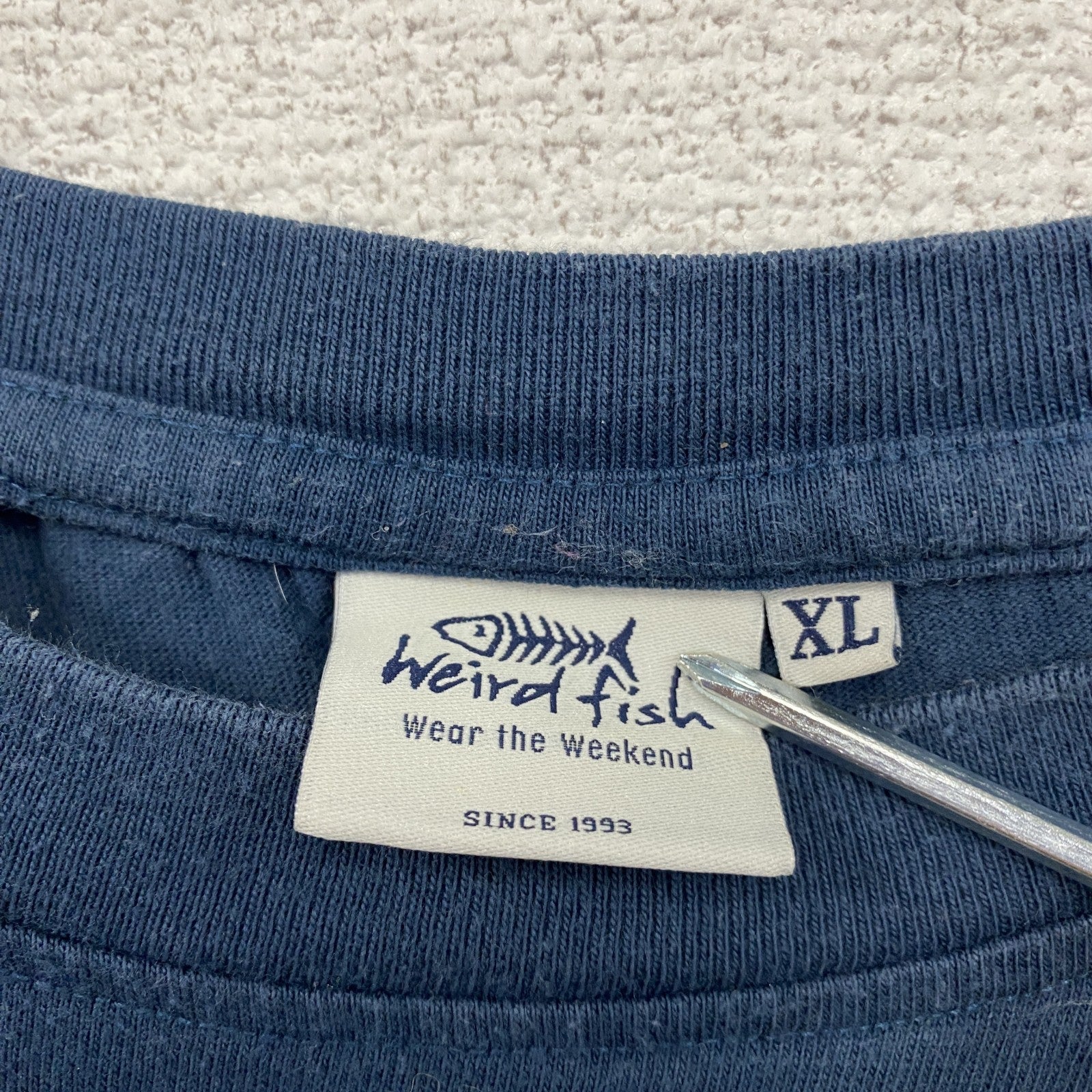 Weird Fish　ウィアードフィッシュ　半袖プリントTシャツ　魚　青　ブルー　XLサイズ　古着