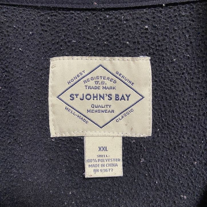 STJOHNSBAY　長袖ハイネックフリースジャケット　ハーフジップアウター　黒　ブラック　ビッグシルエット　2XLサイズ　古着