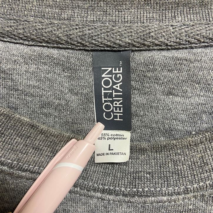 COTTONHERITAGE　長袖ロゴプリントスウェット　トレーナー　クルーネック　グレー　灰色　秋冬服　Lサイズ　古着