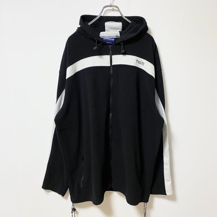 BLUESTAR CLOTHINGCo　長袖フリースジャケットパーカー　黒　ブラック　秋冬服　2XLサイズ　古着