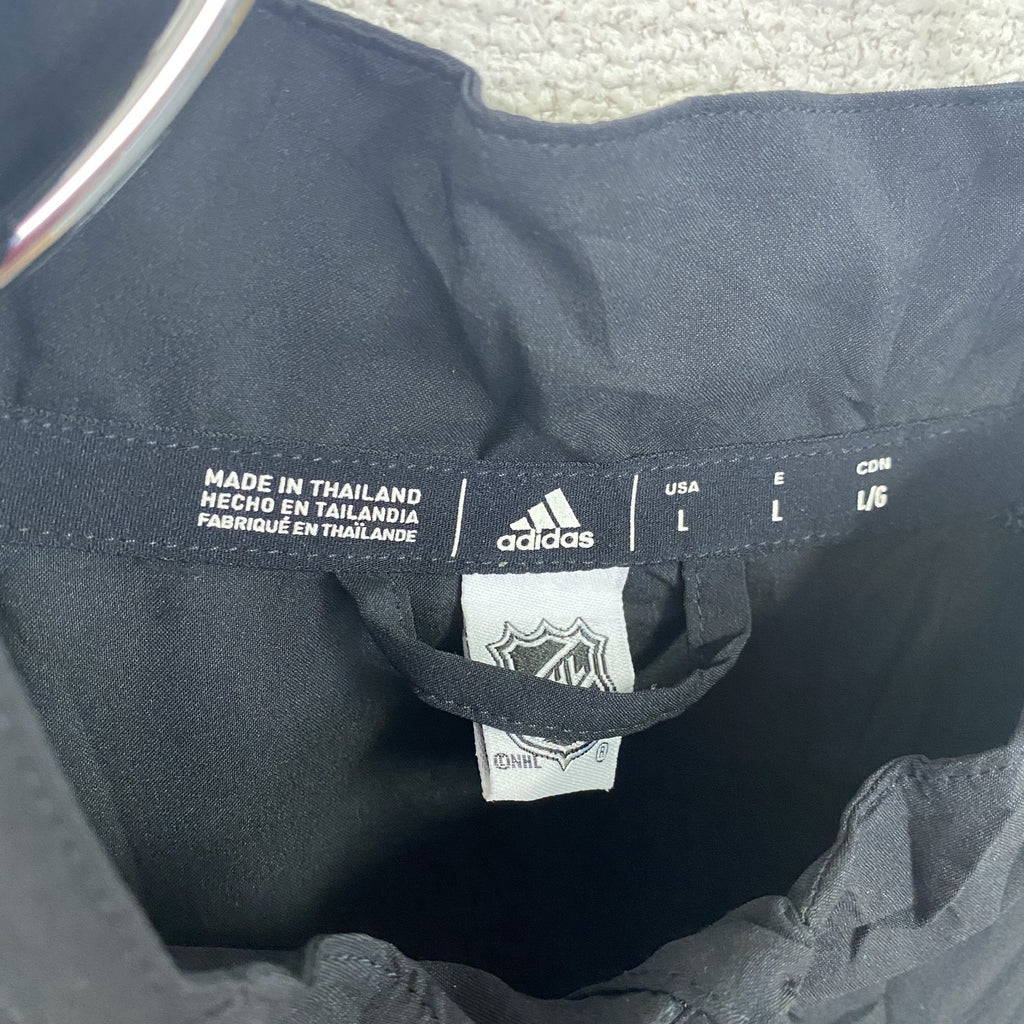 adidas　アディダス　プルオーバージャケット　ハーフジップ　ワンポイント　NHL　黒　ブラック　Lサイズ　古着