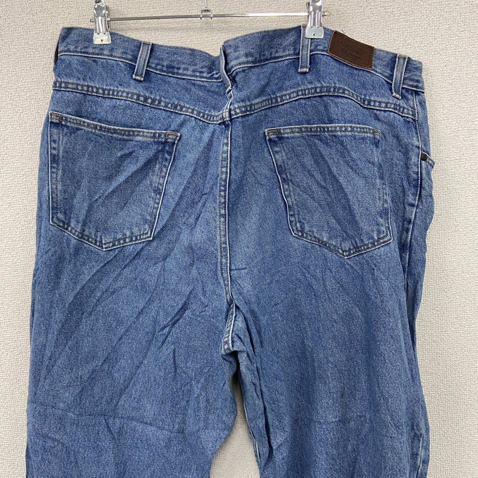 L.L.Bean　エルエルビーン　デニムパンツ/ジーンズ　ジップフライ　革パッチ　インディゴ　W42サイズ　古着