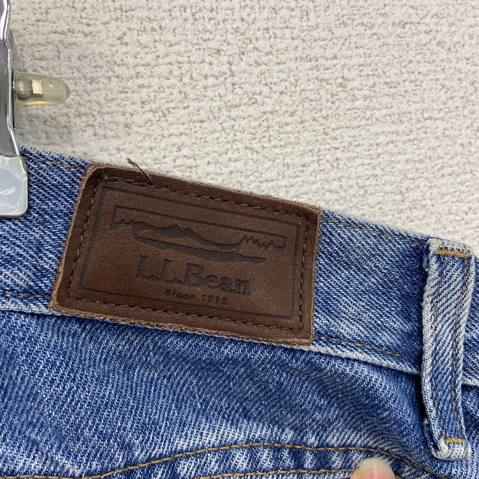 L.L.Bean　エルエルビーン　デニムパンツ/ジーンズ　ジップフライ　革パッチ　インディゴ　W42サイズ　古着