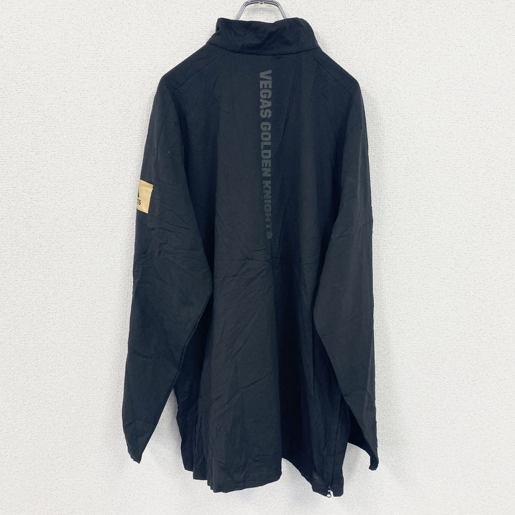 adidas　アディダス　プルオーバージャケット　ハーフジップ　ワンポイント　NHL　黒　ブラック　Lサイズ　古着
