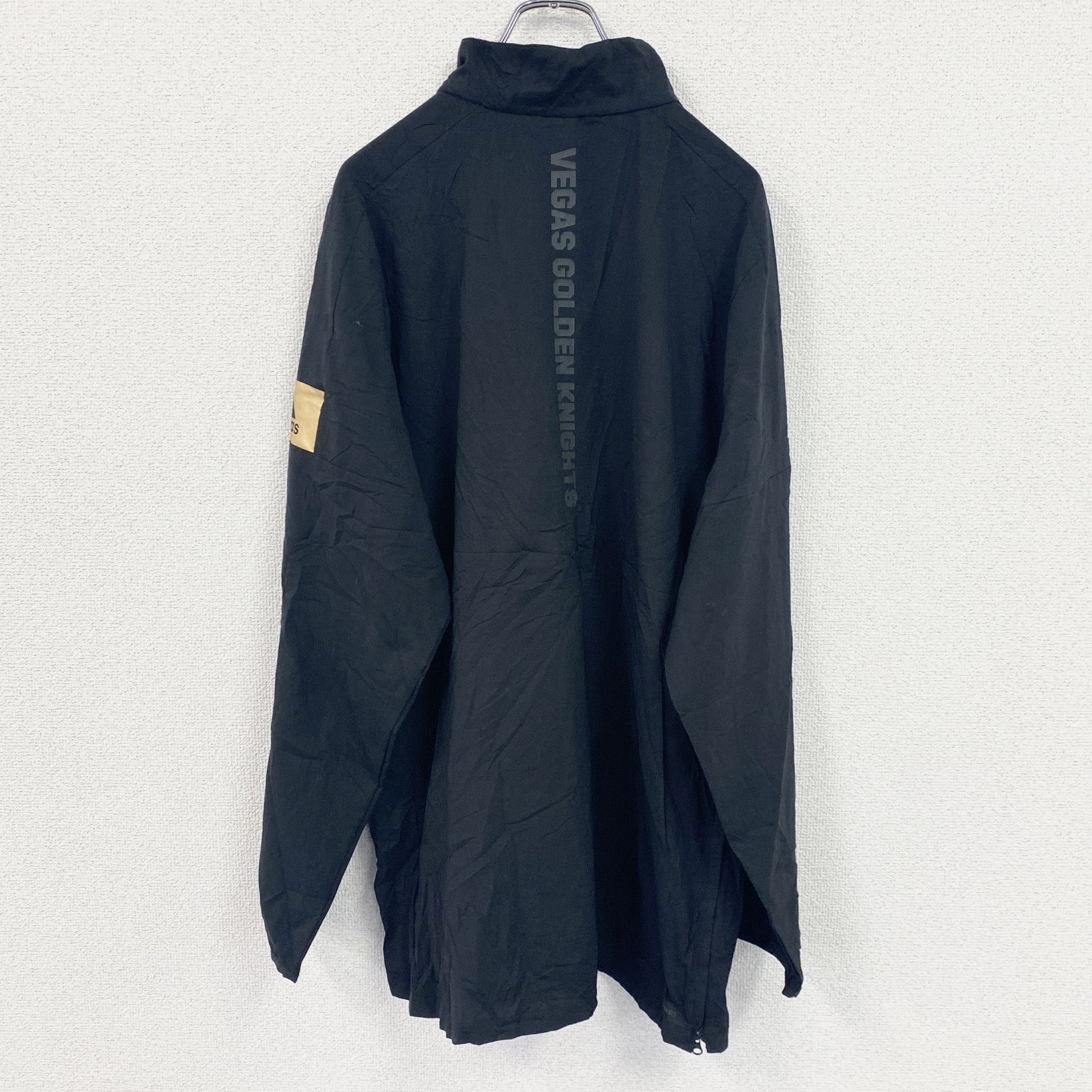 adidas　アディダス　プルオーバージャケット　ハーフジップ　ワンポイント　NHL　黒　ブラック　Lサイズ　古着