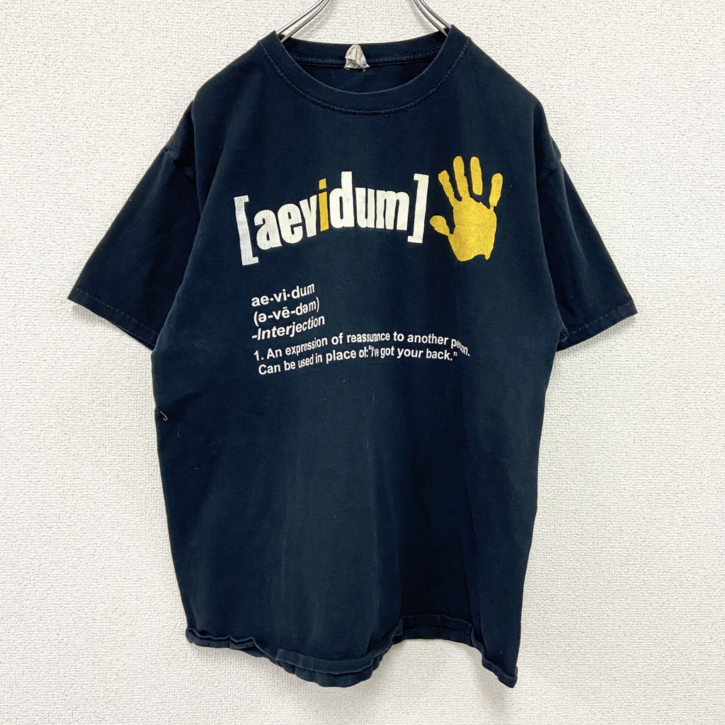 JERZEES　ジャージーズ　半袖プリントTシャツ　aevidum　黒　ブラック　Lサイズ　古着
