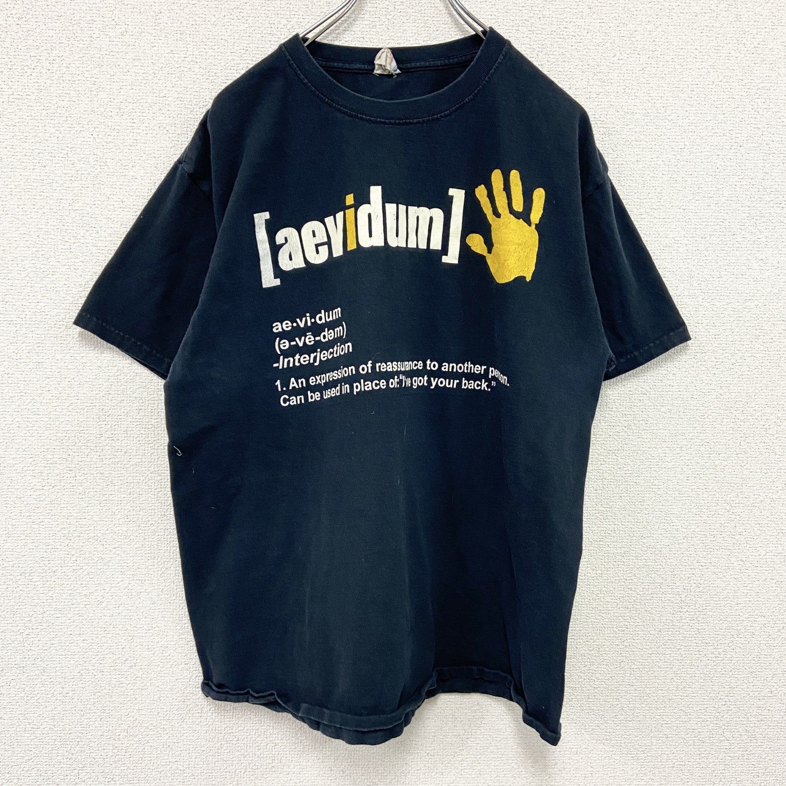 JERZEES　ジャージーズ　半袖プリントTシャツ　aevidum　黒　ブラック　Lサイズ　古着