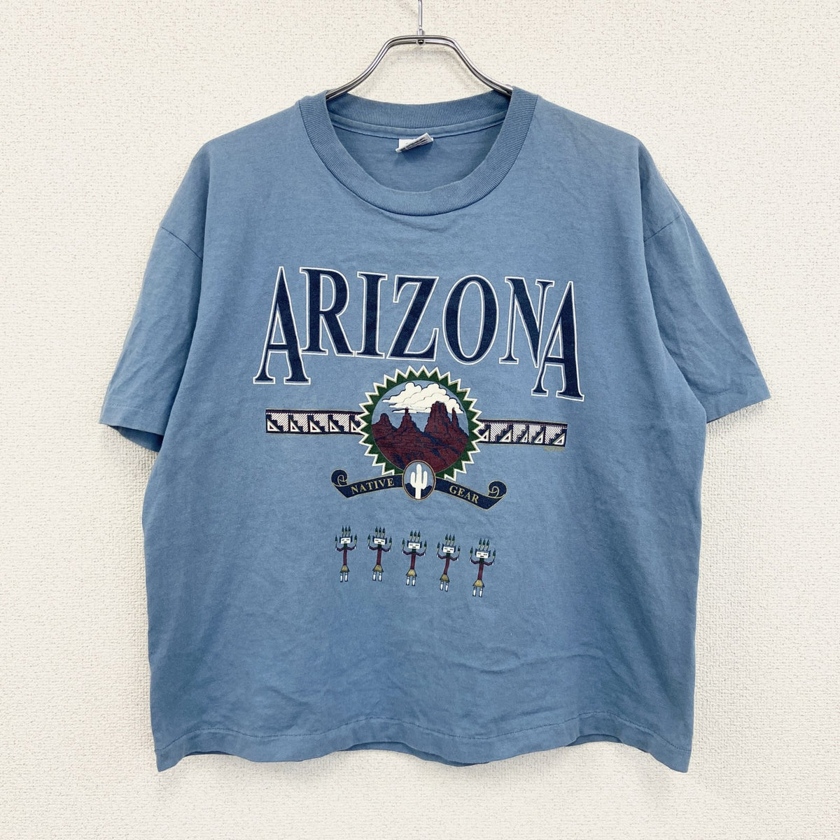 90s　anvil　アンヴィル　半袖プリントTシャツ　シングルステッチ　水色　ライトブルー　XLサイズ　　ヴィンテージ　古着