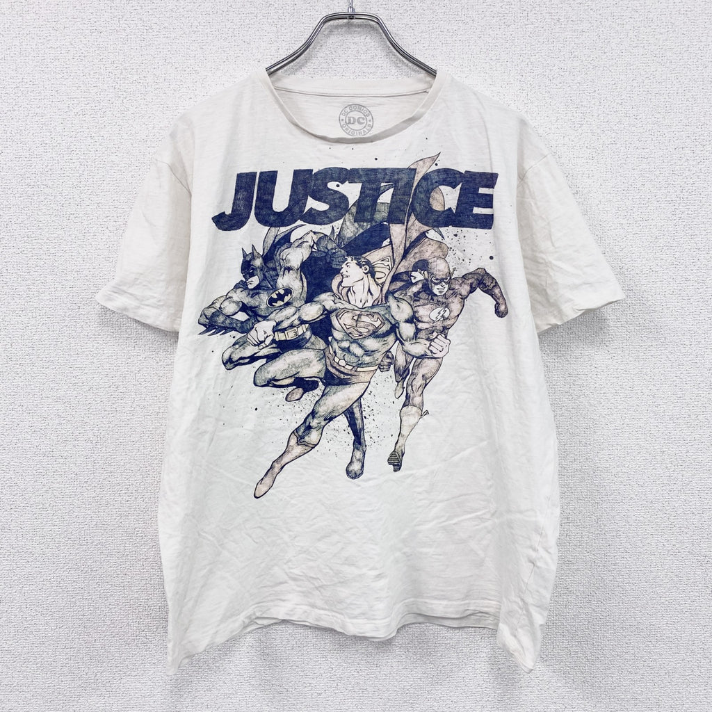 DCコミックス　 Justice League　ジャスティスリーグ　半袖Tシャツ　ムービーT　ベージュ　2XLサイズ　古着