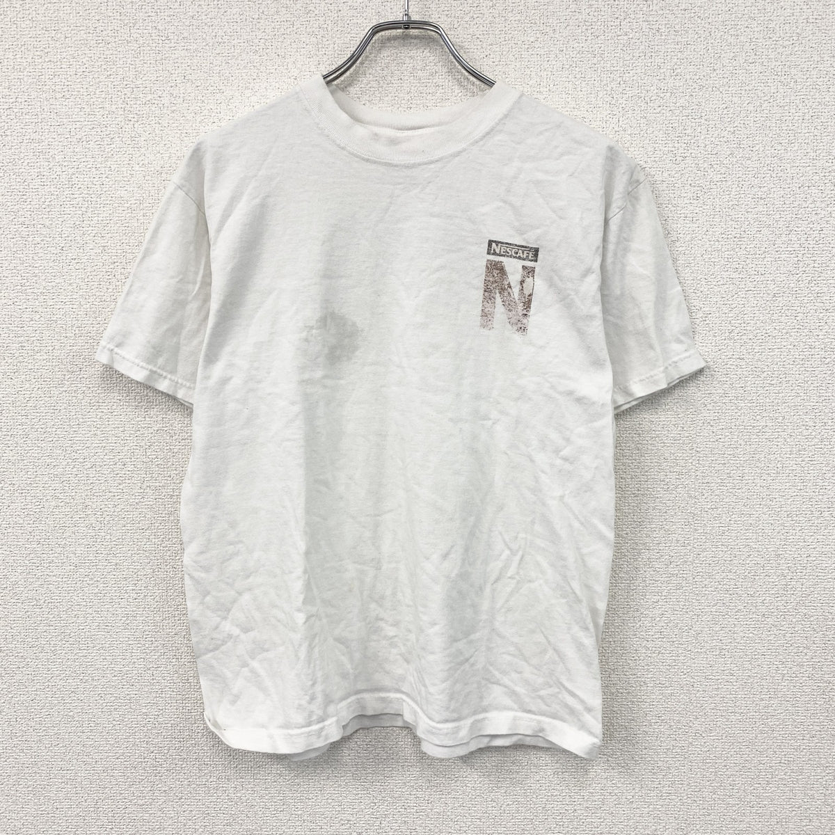 anvil　NESCAFE　ネスカフェ　半袖プリントTシャツ　白　ホワイト　Mサイズ カットソー メンズ コットン 古着