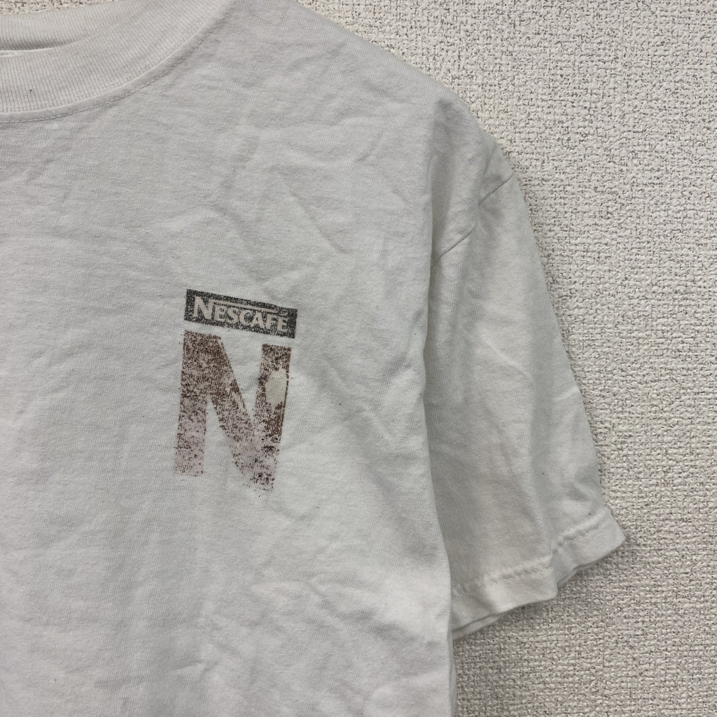 anvil　NESCAFE　ネスカフェ　半袖プリントTシャツ　白　ホワイト　Mサイズ カットソー メンズ コットン 古着