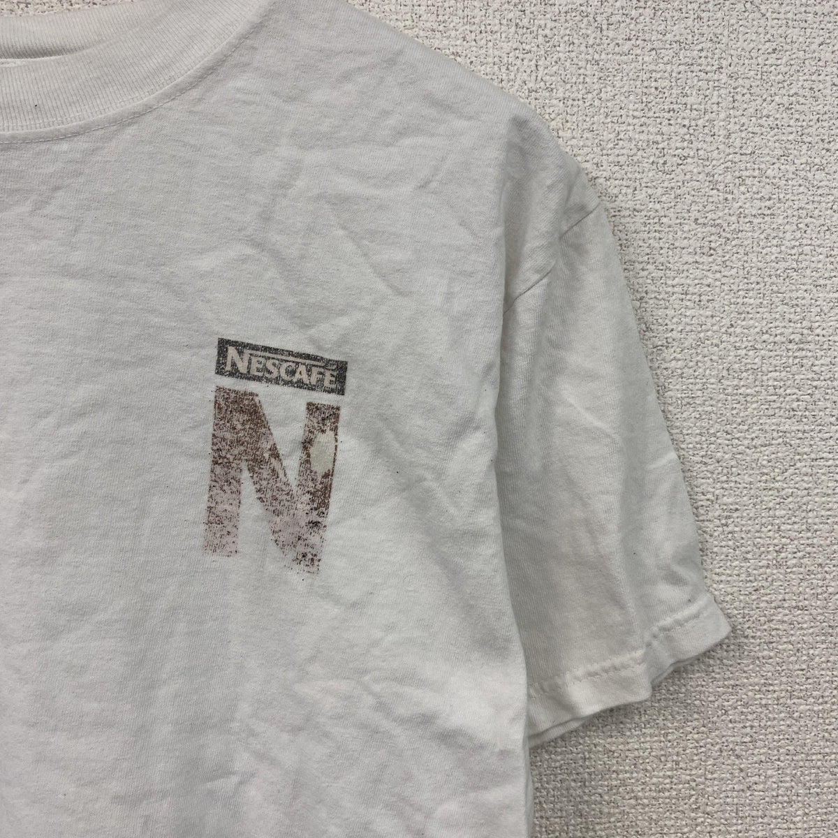 anvil　NESCAFE　ネスカフェ　半袖プリントTシャツ　白　ホワイト　Mサイズ カットソー メンズ コットン 古着