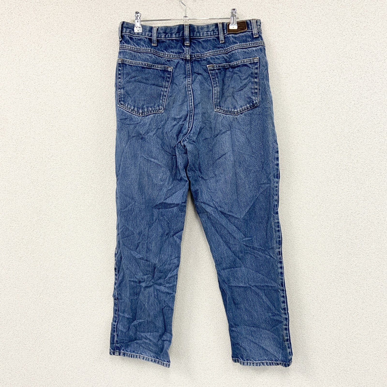 L.L.Bean　エルエルビーン　デニムパンツ/ジーンズ　ジップフライ　革パッチ　縦落ち　インディゴ　W35サイズ　古着