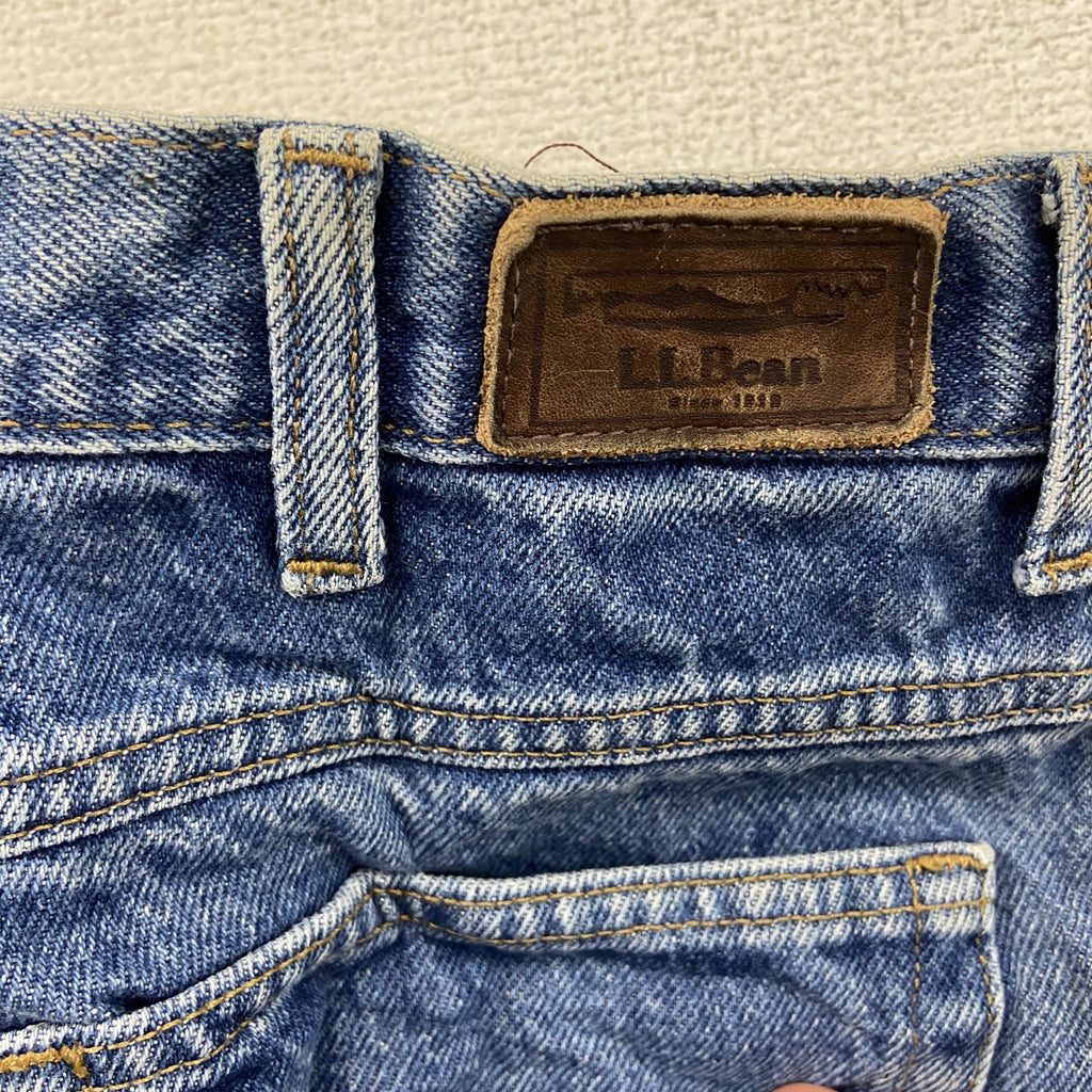 L.L.Bean　エルエルビーン　デニムパンツ/ジーンズ　ジップフライ　革パッチ　縦落ち　インディゴ　W35サイズ　古着