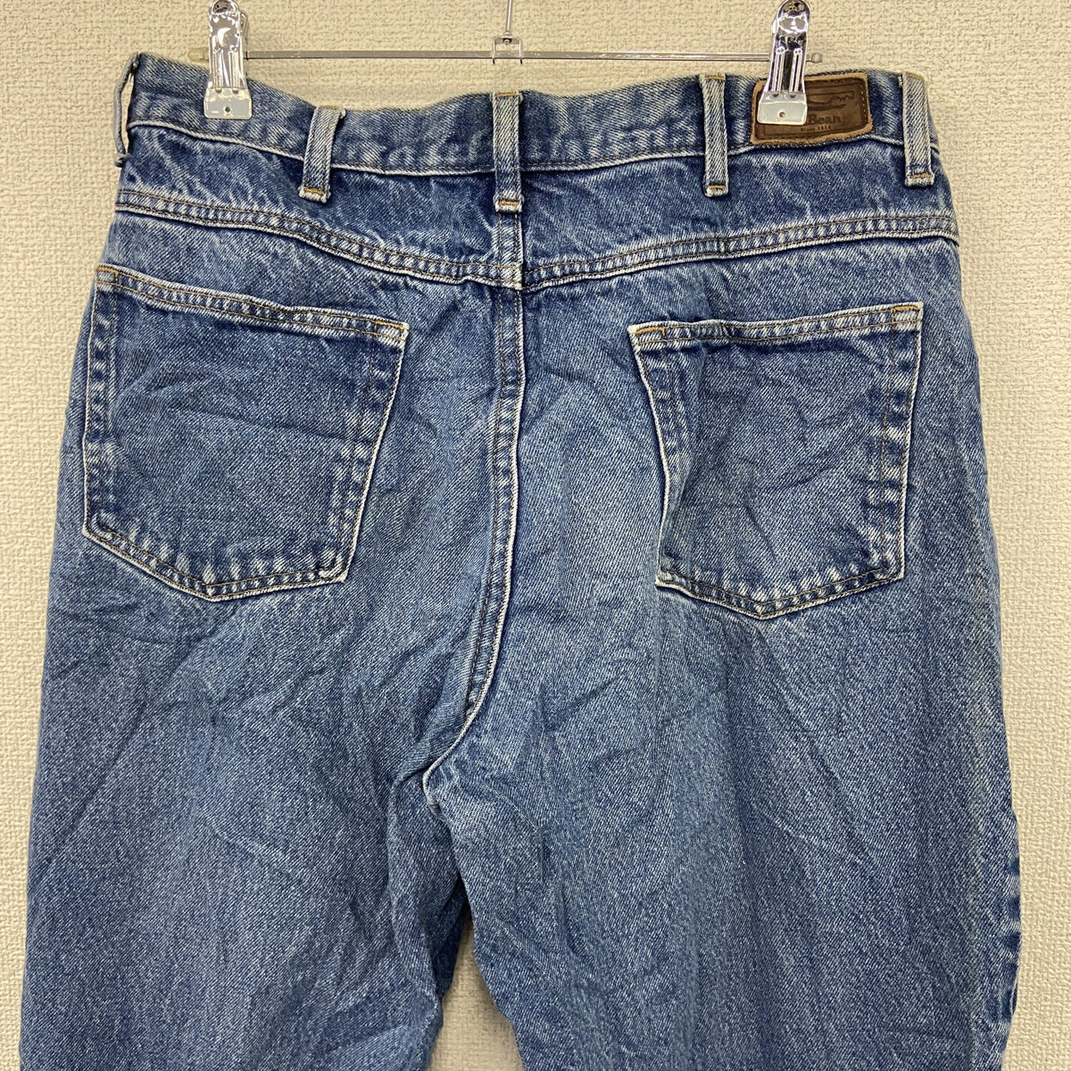 L.L.Bean　エルエルビーン　デニムパンツ/ジーンズ　ジップフライ　革パッチ　縦落ち　インディゴ　W35サイズ　古着